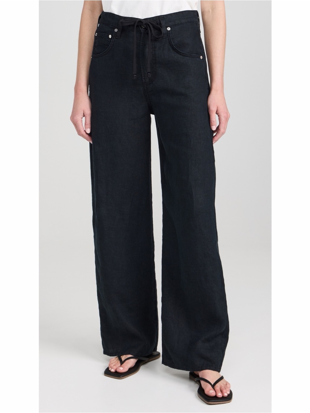 Citizens of Humanity Brynn Linen Trousers in Black size 28